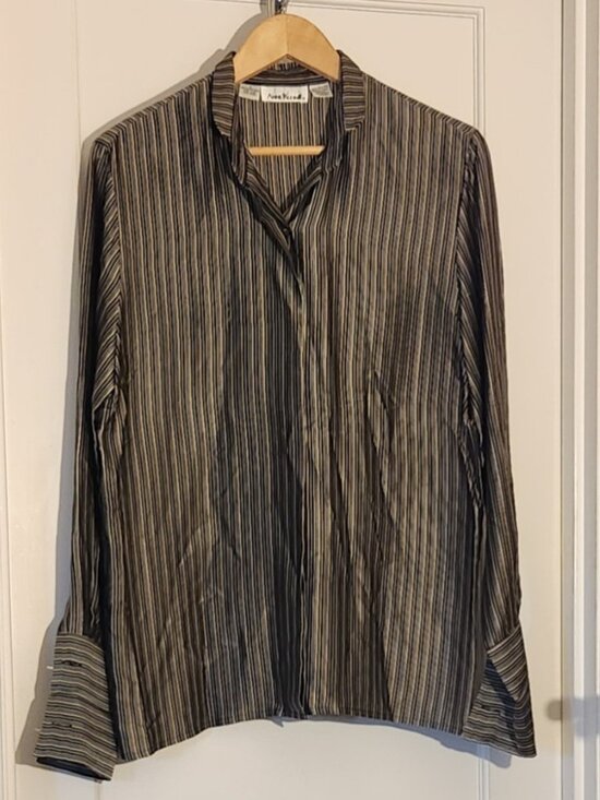 Anne Klein II Tops - VTG Anne Klein II Silk Blouse Brown Stripes, 8